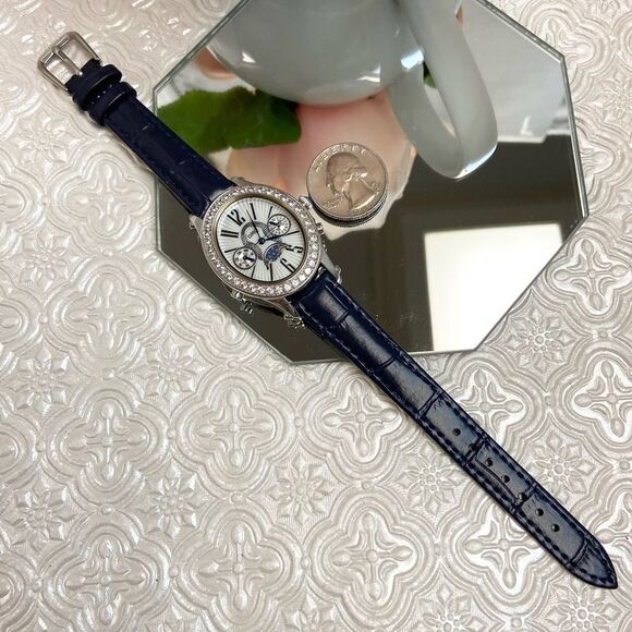 DMQ Diamonique CZ Bezel Moon Phase Multifunction Ladies Watch main image 11